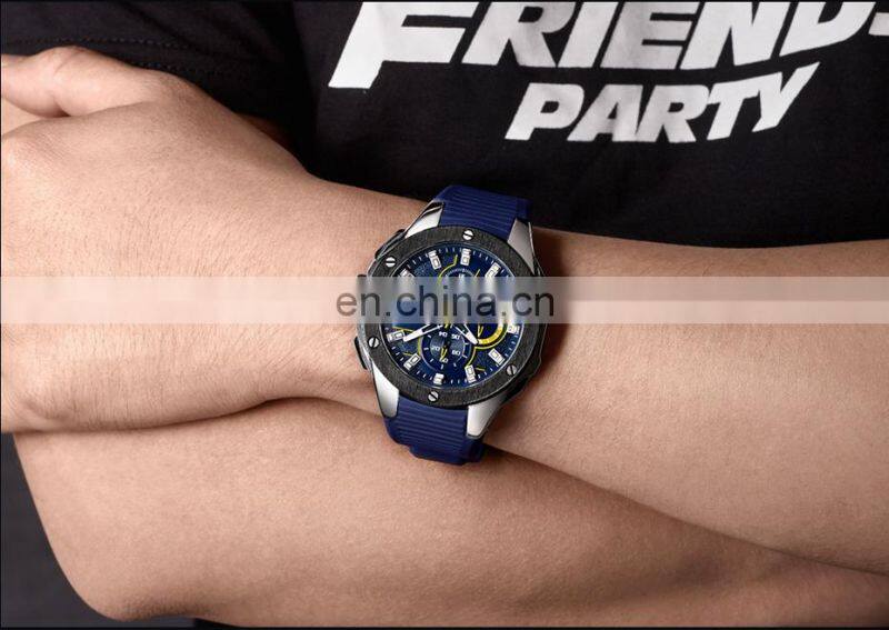 MEGIR 2053G Boy's Fashion Quartz Hand Watch Rubber Strap Watch Sport Men
