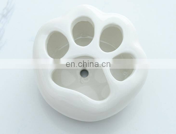 Simple White Creative Succulents Ceramic Cute Kitten Claw Treetop Planter Bamboo Stand Combination Potted Flowerpot