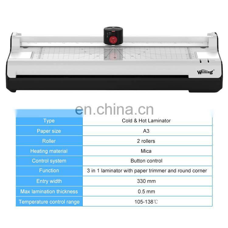 card laminator Entry width 330mm  A3 A4 plastic Hot ColdLaminator Office Laminating Machine Manual Table Pouch Laminator