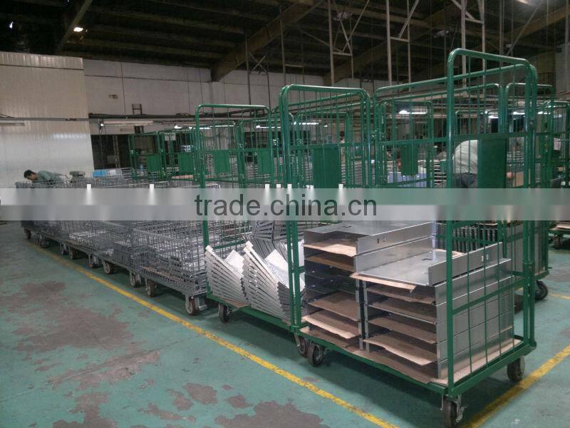 Logistics warehouse steel nestable cage trolley