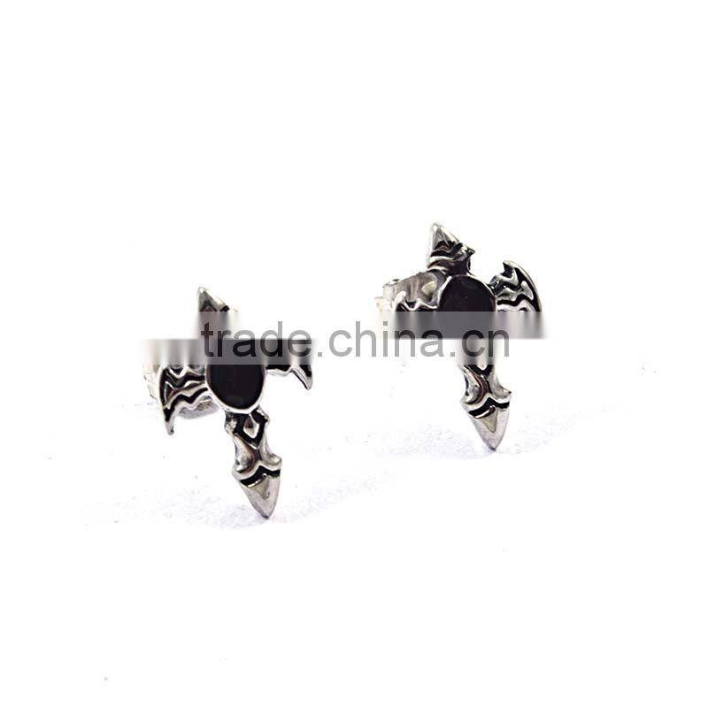 Stainless Steel Custom Earrings Mens Cross Ear Stud Earrings