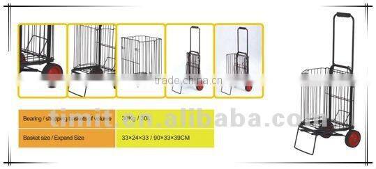 Simple Design Practical Aluminum Foldable Black Shopping Trolley Cart