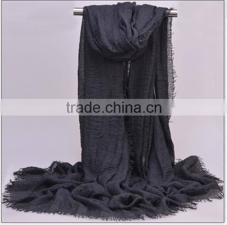 Wholesale Fringe Oversized Solid Color Plain Viscose Hijab