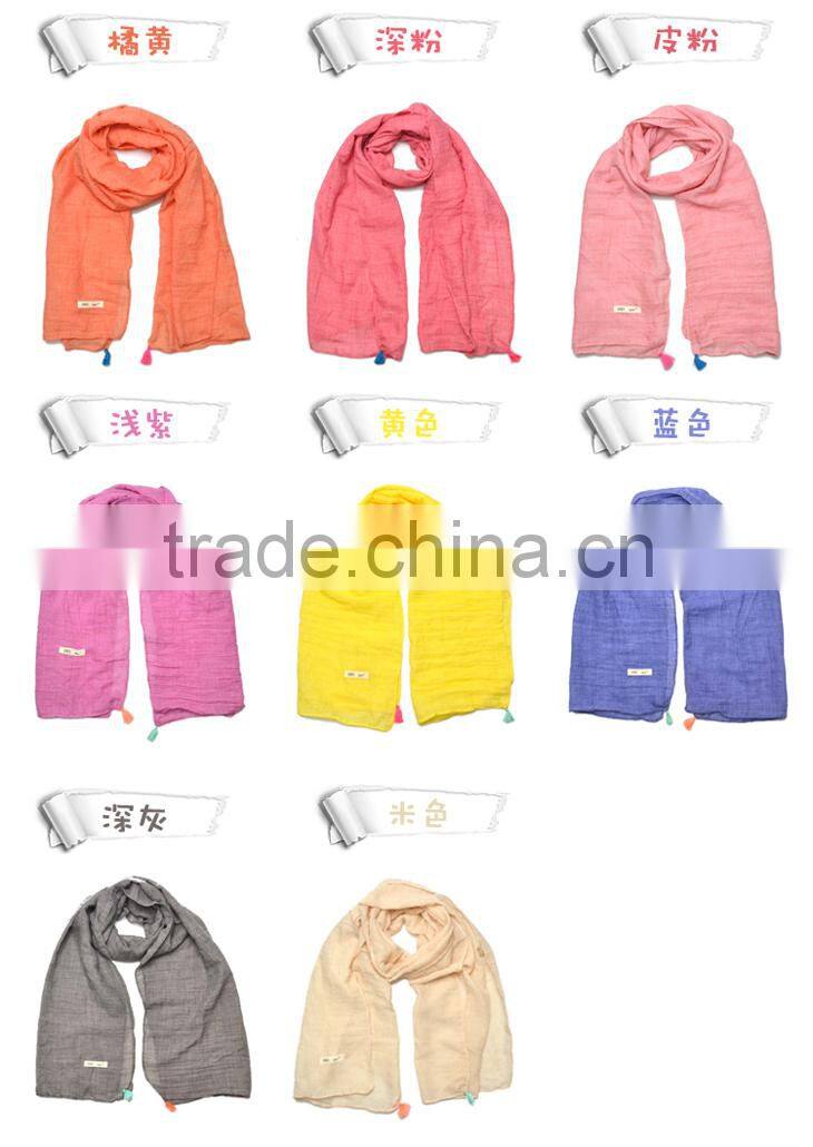Wholesale Fashion Classic Tassel Style Kids Boys Girls Cotton Solid Plain Scarf