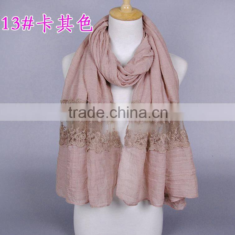Top Quality Long Cotton Plain Fashion Women Lace Shawl