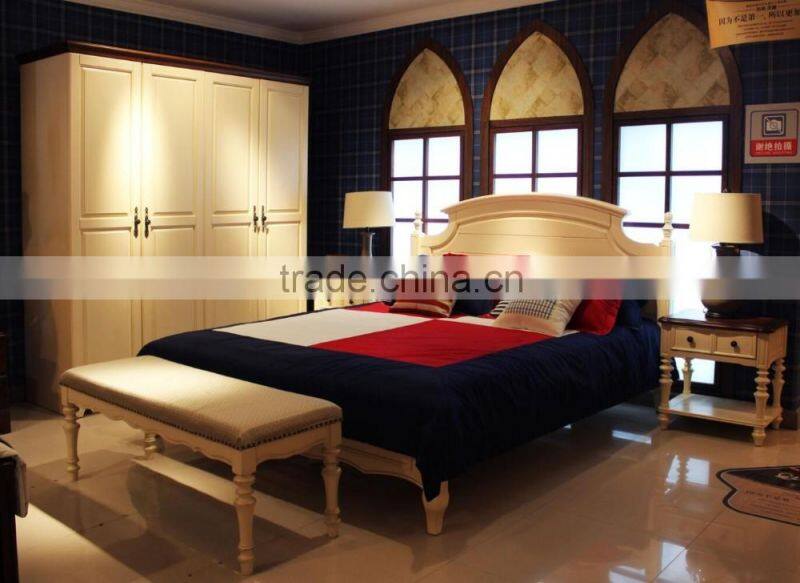 American white wedding king size bed with solid wood material AET-TX1N