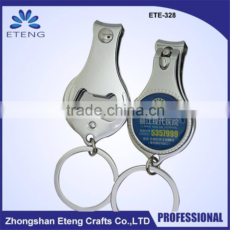 Promotion custom printed bottle opener keychain nail clipper