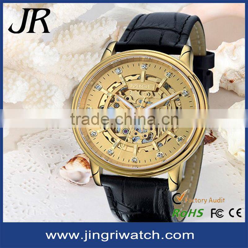 private label oem fashion luxury chinese wholesale automatic skeleton wristwatch man