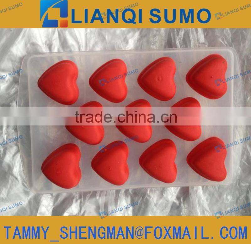 LFGB/FDA Food Grade plastic ice cube mould with heart shape