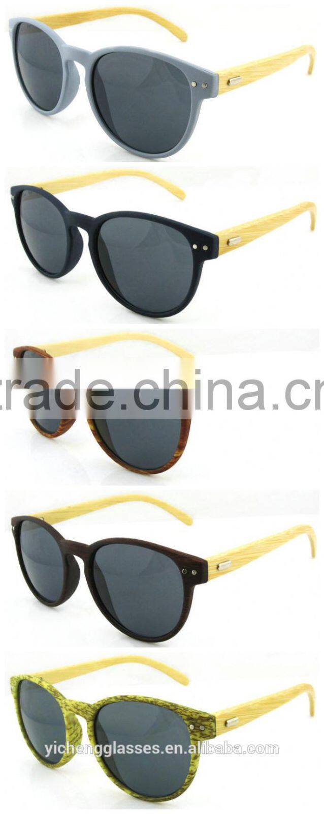 2015 hot design bamboo temple sunglasses PC frame unique eyewear durable sunglasses