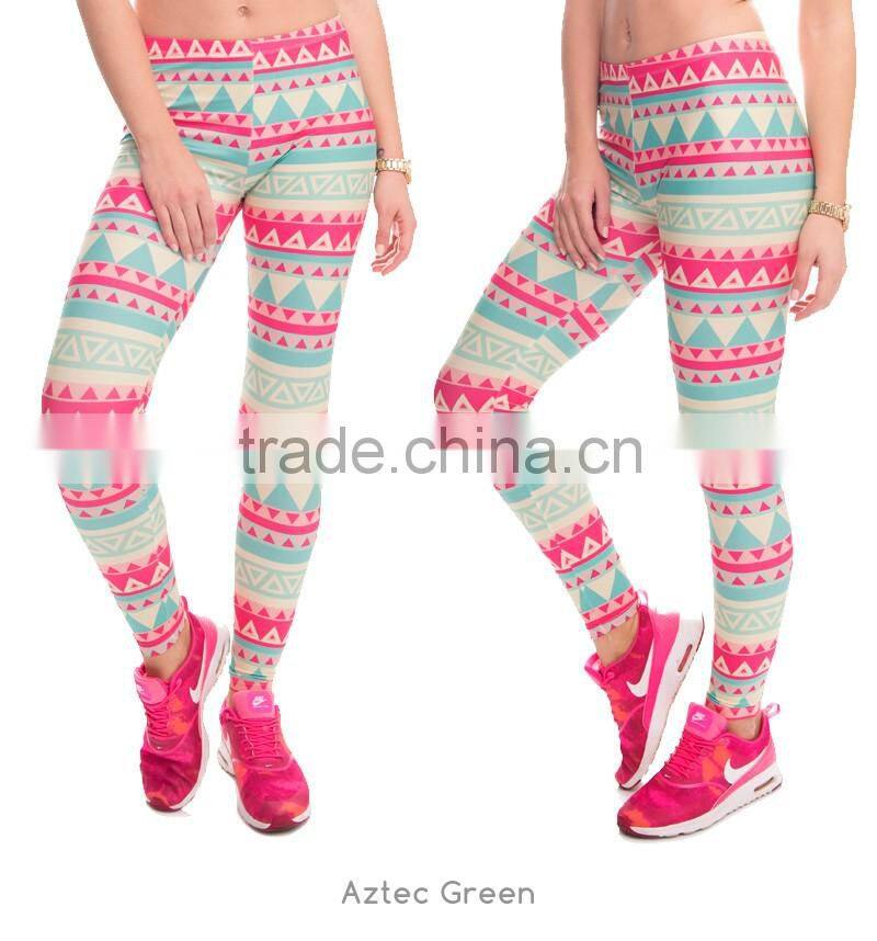 New Arrival 3D Printed Color Women leggings Aztec Green leggins woman