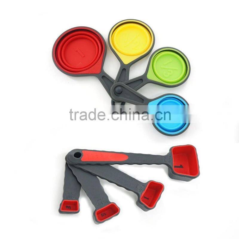 8-Piece Clear Plastic Wholesale Individual Endurance Stackable Magnetic Colorful Measuring Cup And Spoon Set