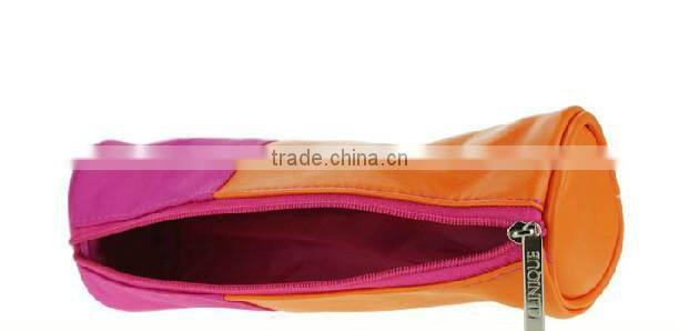 Faux leather with canvas design cosmetic bag