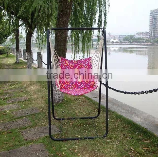 Foldable single seat hanging rope swing chair with stand
