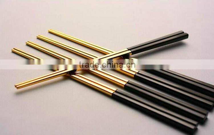 2016 New Korean Japanese 18/10 Gold Titanium Stainless Steel Firm Chopsticks