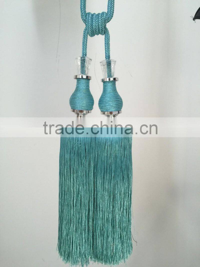 Curtain accessories wholesale tassels polyester material curtain tiebacks with crystal bead