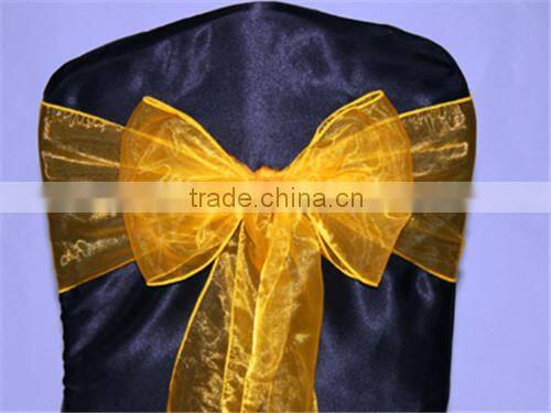 Orange Chair Decoration Tie Organza Sash for Banquet