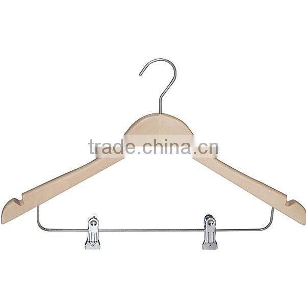 Professional standard wood clothes hanger with locking bar