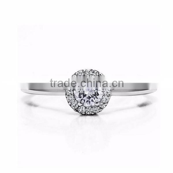 Sterling Silver Perfect Round Zircon Promise Rings
