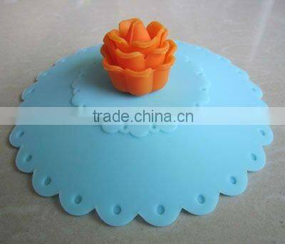 magic silicone cup lids with 3D Rose Flower handle