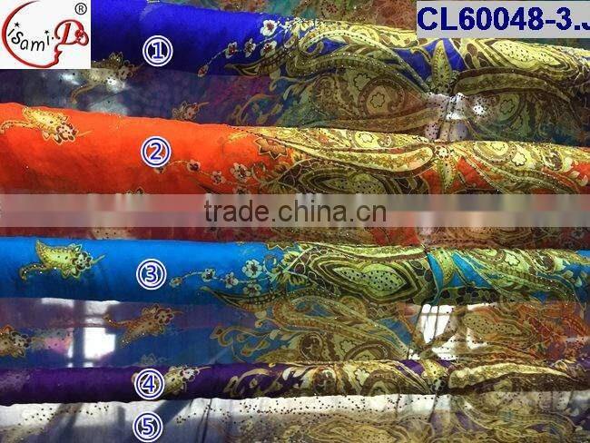 CL60048 New fashionable good quality silk lace fabric with stones wholesale