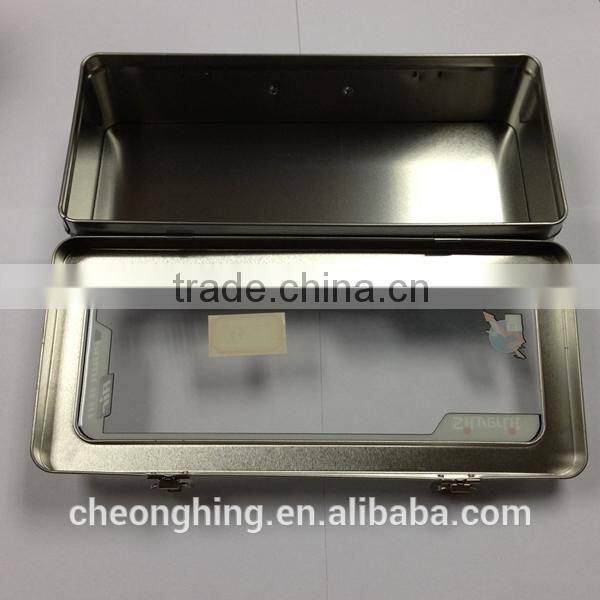 Rectangular tin box with lock