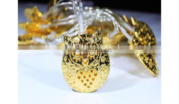 12 Solar Powered Christmas Holiday Led Owl Golden Outdoor String Lighting