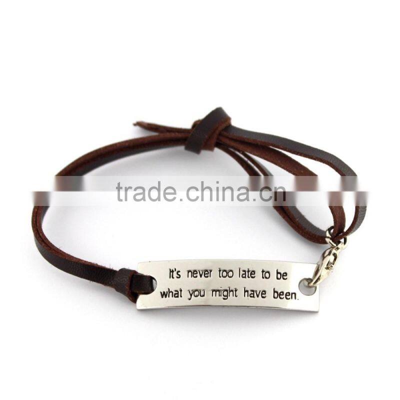 Personalized Leather Bracelets Personalized Bracelets With Engraved Alloy Charms