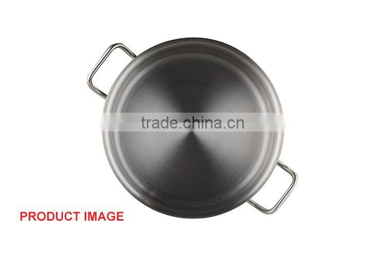 Hotel restaurant competitve factory price low body commercial stainless steel soup pot with double-ply botttom for kitchen equip