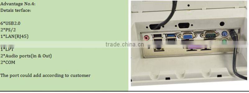 customized 5 wire resistive touch screen pos terminal with cash drawer