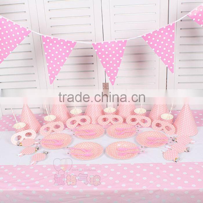 Baby shower pink polka dot party paper tableware