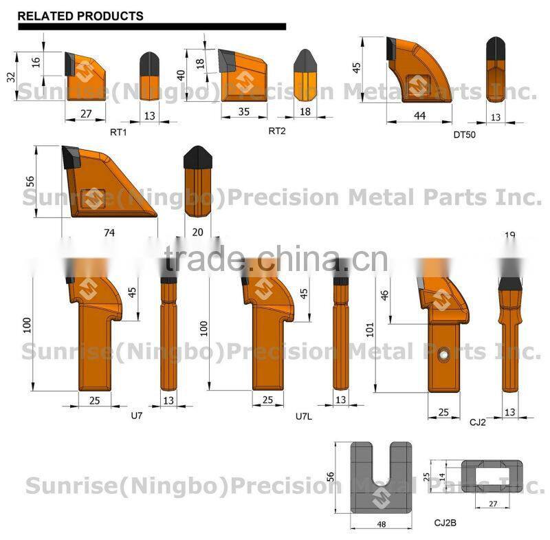 HDD back reamer weld on teeth Betek horizontal drilling tools welding bits for pipe line construction