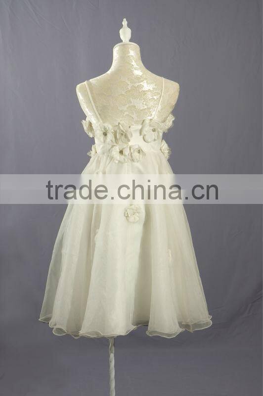 Spaghetti Strap Short Wedding Dress 2013 Embellished with Crystal and Flowers WG0045-1