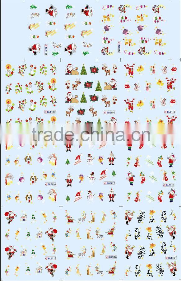 2015 HOT Sell BLE Series Christmas Water Transfer Decals Christmas Nail Rrt Sticker