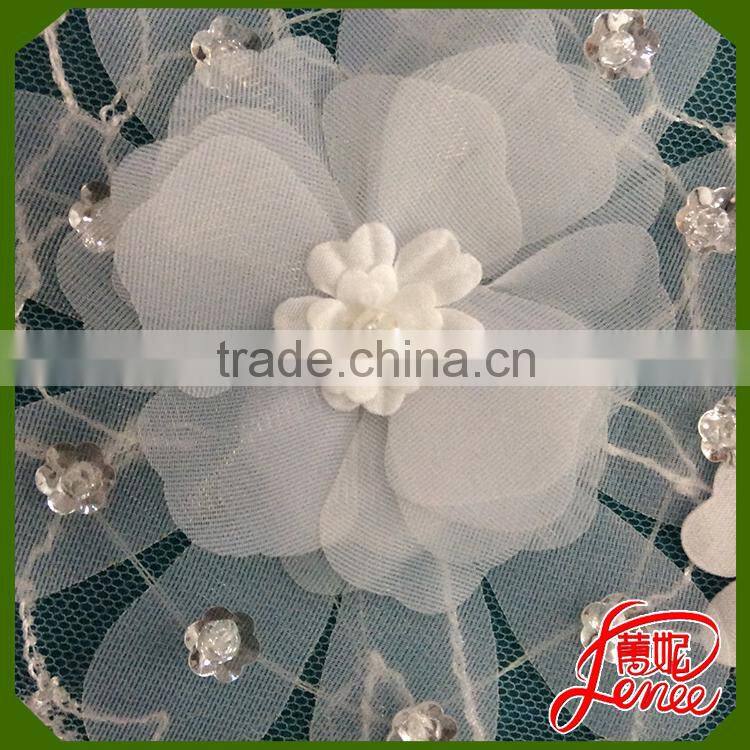 Fantastic Design TULLE Embroidery Fabric With Beads and Flower Applique