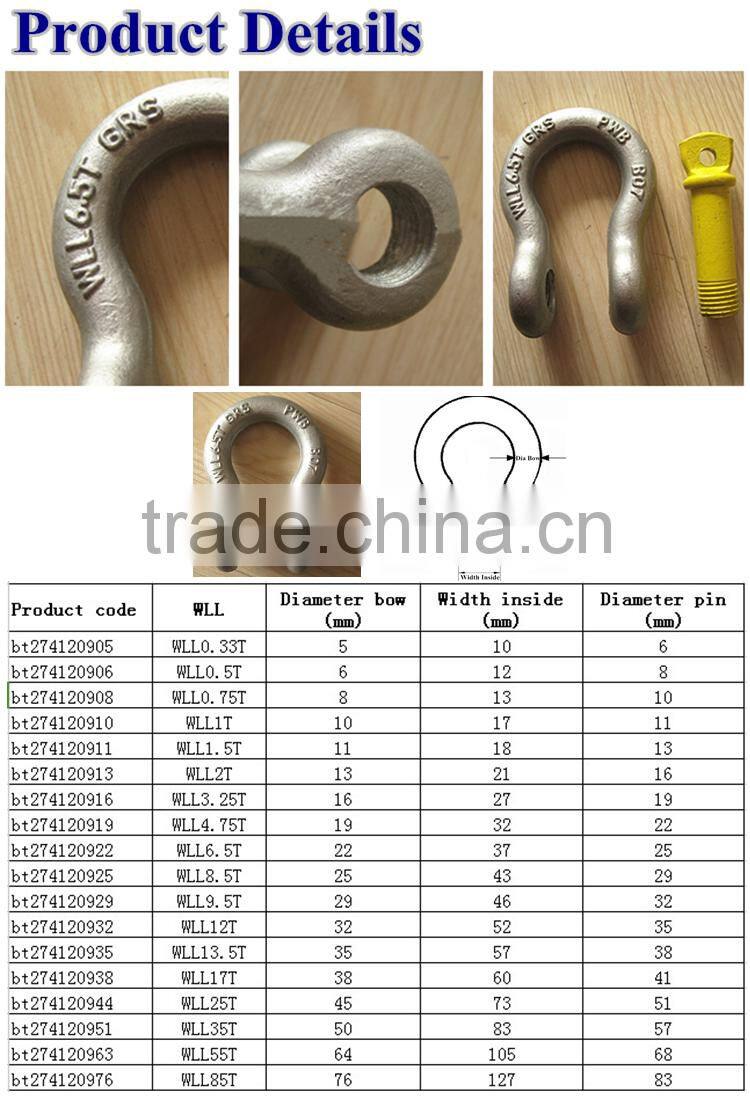 Hot sales AS2741 drop forged steel bow shackles