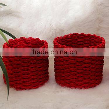 cheap wicker rattan, paper rattan baskets, set of 3 -red