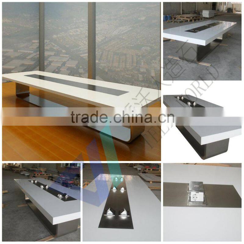 Top design cool Acrylic solid surface high gloss half round office desk