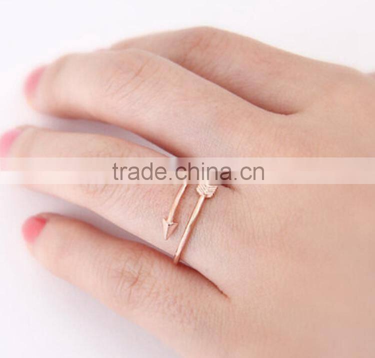2015 Gold/Silver/Rose Gold Jewelry Brass Adjustable Tiny Arrow Rings Vintage Gold Plated Ring Women Men Jewelry/