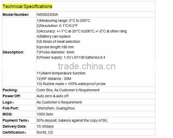 INSN02300A Oven Food Temperature BBQ Instant Read Cooking Thermometer
