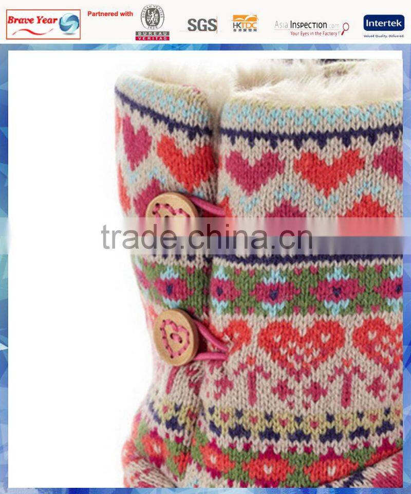 bright heart Fair Isle knit ladies ankle boot/indoor boot/slipper boot