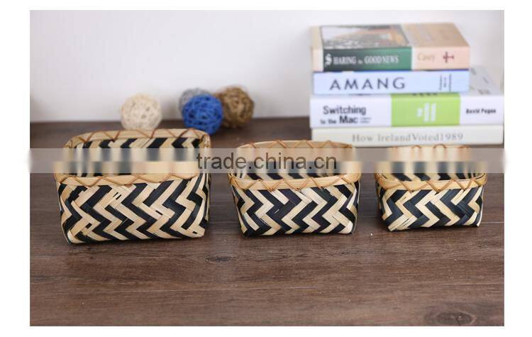 Bamboo woven mini desk storage basket