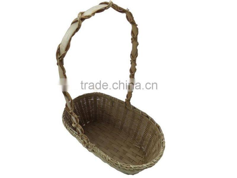 Rattan flower basket with handle