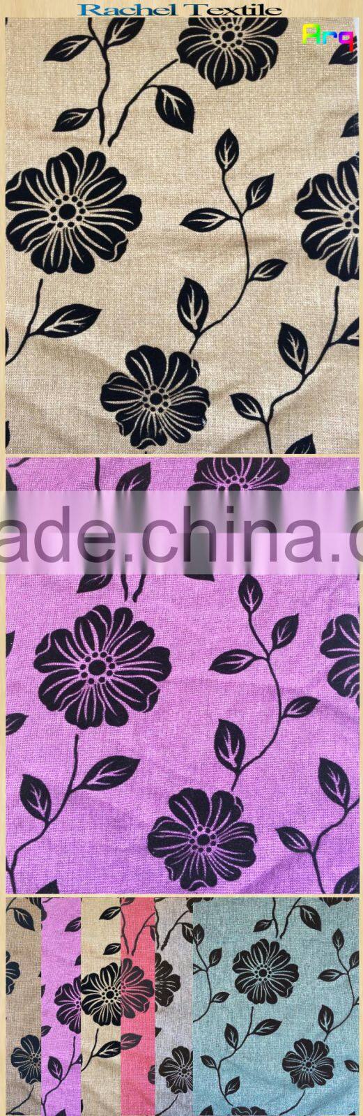 280gsm polyester cotton fabric leave pattern linen cotton fabric various color