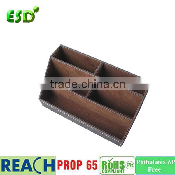 Leather Desk Stationery Organizer Storage Box, Pen/Pencil ,Cell phone, Business Name Cards, Note Paper, Remote Control holder