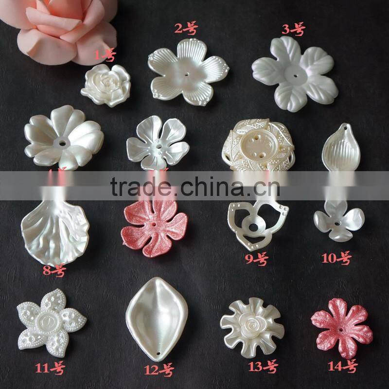 high quality well polished colorful plastic ABS rose flower straight hole sew on pearl