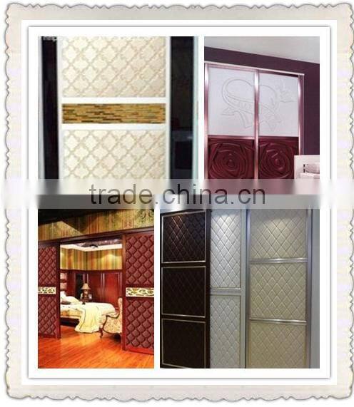 Semi PU upholstery leather supplier surface with embroider design and metallic color