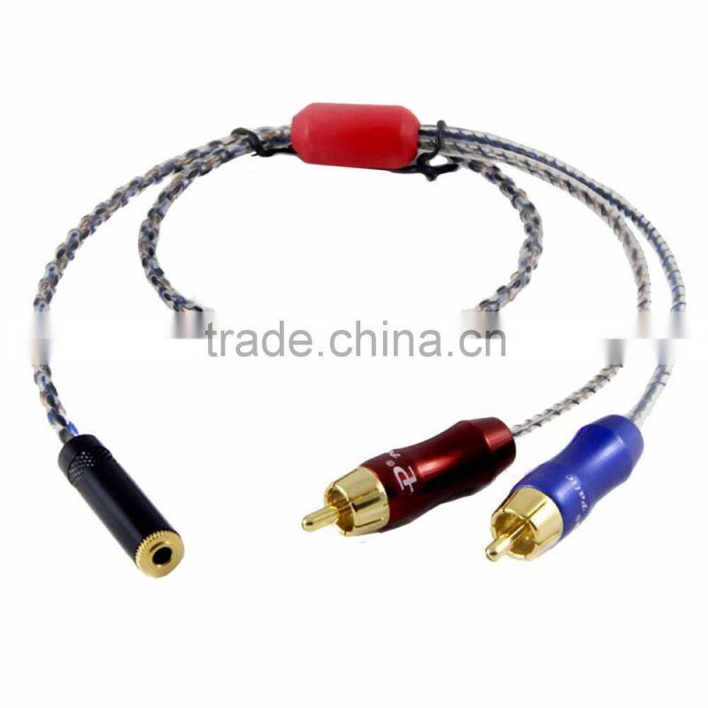 ZY HIFI Cable HIFI RCA to 3.5 female socket four core twisted pair copper ( 6N ) RCA to headset ZY-024 50cm cable