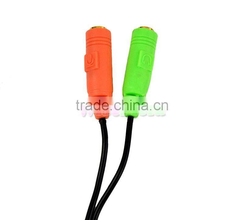 Hot Sale 3.5mm Male to 2 Female Y Splitter Headphone Audio Microphone Cable