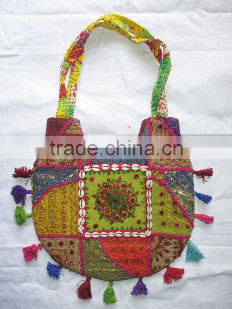 Multicolor Embroidered Handmade Cotton embroidered elephant cotton fabric hippe shoulder bag